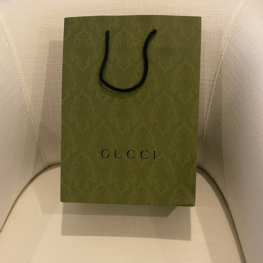NWOT Gucci Olive Green Patterned Shopping Bag
